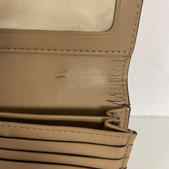 Coach Ashley Leather Wallet Clutch Folding Envelope Flip Pleated Salmon - Picture 7 of 16